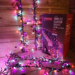 3000 LED 37,2 meter Premier Multi Action Regnbueklynge-lys med timer