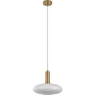 Pendel Pendel i elipseformet hvidt glas og messingfatningn150 cm stofledning Pære: E27/40W - 6406220
