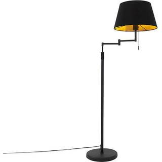 Gulvlampe sort med sort skærm og justerbar arm - Ladas Deluxe