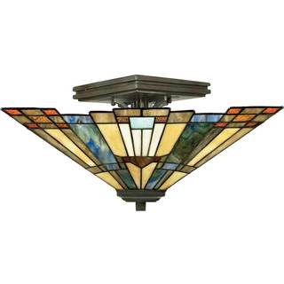 Inglenook loftlampe, farverigt glas