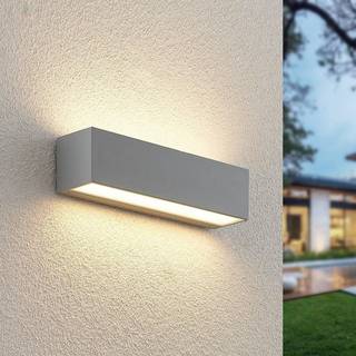 Lucande LED-væglampe Lengo, 25 cm, sølv, 2 lyskilder, IP65