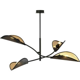 Loftlampe Lotus, sort/guld, 4 lyskilder