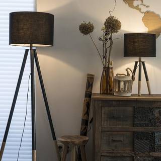 Sæt med bord- og gulvlampe med sort skygge - Pip
