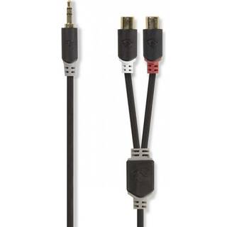 Nedis stereokabel, 1x 3,5mm hane till 2x RCA hona, 0,2m