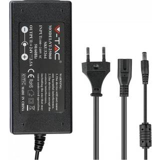 V-Tac 60W strømforsyning til LED strips - 24V DC, 2,5A, IP44 vådrum
