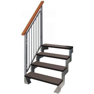 DOLLE Gardentop terrassetrappe med Trimax, inkl. 1 side gelænder, mørkebrun - 3 trin