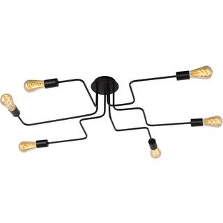 Sort Lester-loftslampe med 6 arme