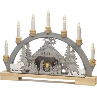 Krybbe LED-adventsstage af træ, batteridrift