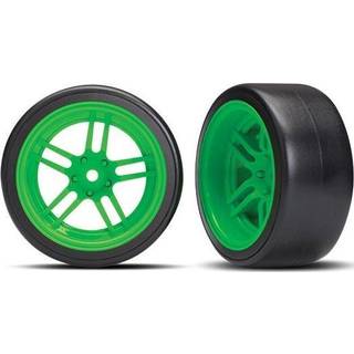 Traxxas 8377G Tires & Wheels Drift 1.9" on Green Split-spoke Rear (2)