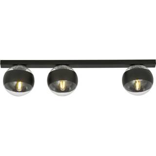 Loftlampe Linear, sort/klar, 3 lyskilder