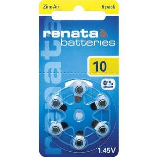 Renata ZA10 (6 stk.) Høreapparatbatterier - 0 % kviksølv