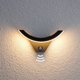 Lucande udendørs LED-væglampe Halv, sensor, antracit, IP54