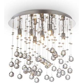 Ideal Lux loftlampe Moonlight krom metal krystal 8 lyskilder.