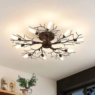 Lindby loftlampe Bigna, Ø 68 cm, 10 lyskilder, glas, metal