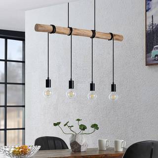 Lindby - Ferris 4 Pendel Wood/Black