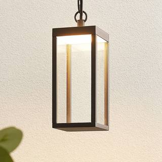 Udendørs LED-pendellampe Cube med glasskærm, 26 cm