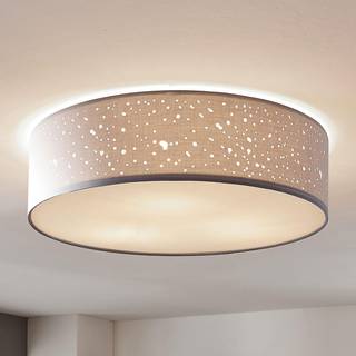 Lindby loftlampe Umma, grå, stof, Ø 50 cm, E27