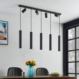 Lindby hængelampe Sanad, 116 cm, 9 lyskilder, sort, GU10