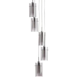 Duo 2 pendellampe, røgglas, krom, 5 lyskilder