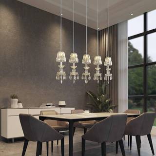 Lucande Yasanie LED-pendellampe, 5 lyskilder, lang