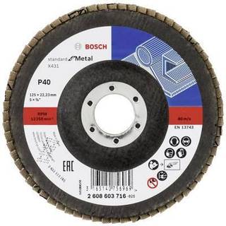 BOSCH Disc de şlefuire evantai X431, Standard for Metal X431 Standard for Metal, Lamelslibeskive, Vinklet version, 125x22.23mm, korn 40
