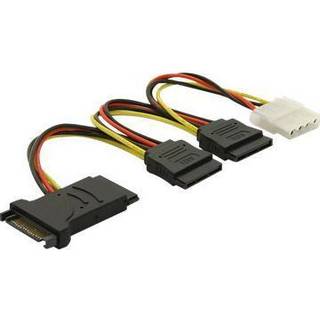 DELTACO Y-strømadapter til 15-pin SATA-strøm & Molex 4-pin strøm, 3