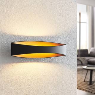 Arcchio LED-væglampe Jelle, 44 cm, sort/guld, op/ned