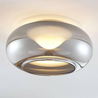 Lucande LED-loftlampe Mijo, Ø 43 cm, røggrå, glas
