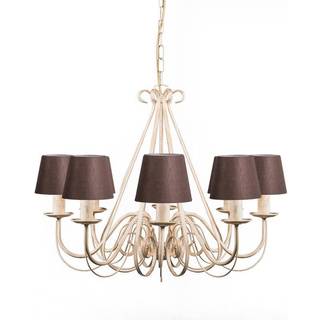 Beige lysekrone 60 cm med brune skærme - Giuseppe