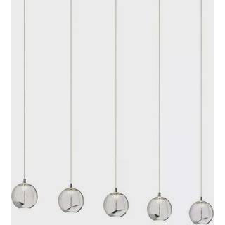 Lucande LED-pendellampe Hayley, 96 cm, 5 lyskilder, krom, glas