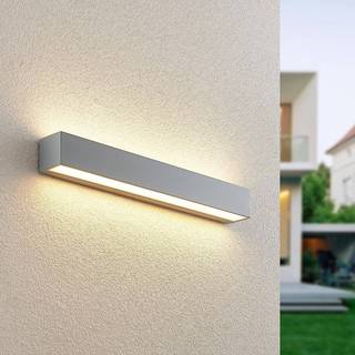 Lucande LED-væglampe Lengo, 50 cm, sølv, 2 lyskilder, IP65