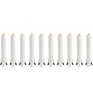 LED Juletræslys m. 3D flamme og fjernbetjening, 10 stk.