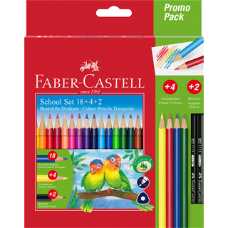 Faber Castell School Set - Triangular Colour Pencils Promo Pack (24 pcs)