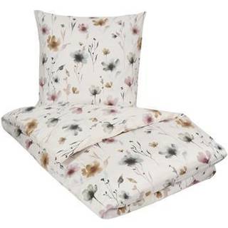Blomstret sengetøj 150x210 cm - 100% Blødt bomuldssatin - Flower white - By Night sengesæt