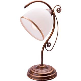 Bordlampe Roma, metal, glas, hvid, brun, højde 39 cm