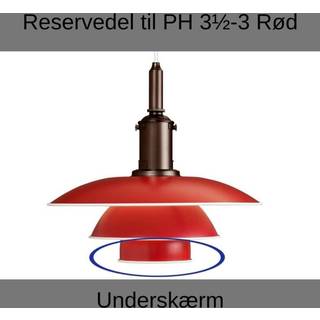 Louis Poulsen PH 3½-3 metalskærm Underskærm Rød
