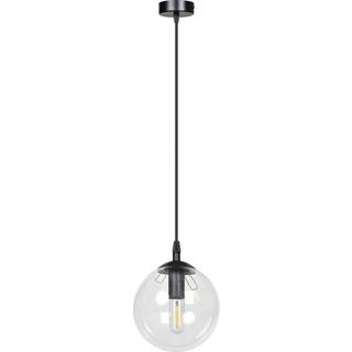 Pendellampe Glassy, sort, klar, glas, Ø 14 cm, E14