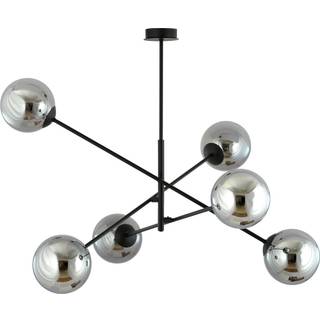 Loftlampe Linear, sort/grafit, 6 lyskilder