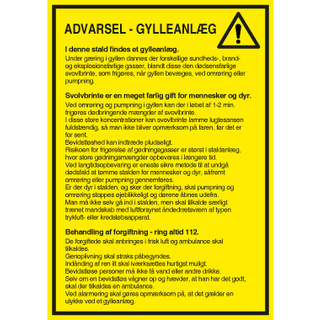 Advarselsskilt - Advarsel - Gylleanlæg - Plast - 420 x 297 mm (A3)
