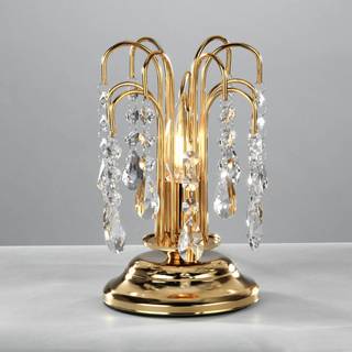 Bordlampe Pioggia med krystalregn, 26 cm, guld