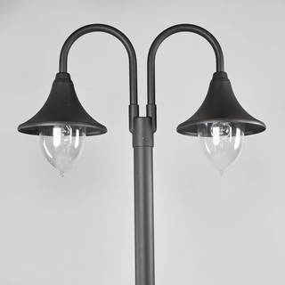 Lindby Madea udendørslampe, grå, 2 lyskilder, 212 cm, E27, IP44