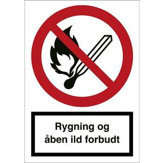 Rygning og åben ild forbudt - Refleks Alu. - 148 x 105 mm