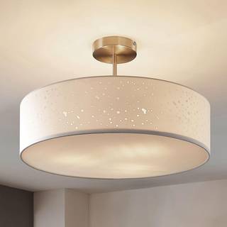 Lindby loftlampe Umma, afstand, hvid, stof, Ø 50 cm, E27