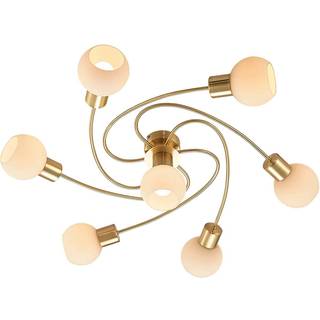 Lindby loftlampe Ciala, 7 lyskilder, messingfarvet, glas