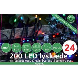 Q-line lyskæde med 200 LED - multifarvet