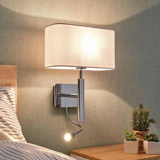 Lucande væglampe Jettka, højde 63 cm, læsearm, tekstil