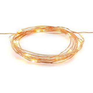 1 stk. 1,90 meter dekorative LED lys på kobbertråd, varm hvid, batteridrevet