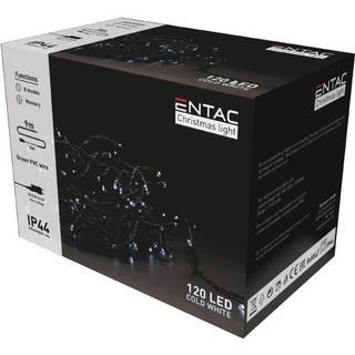 9 m. kold hvid LED julelyskæde - 120 LED, IP44 udendørs, 230V