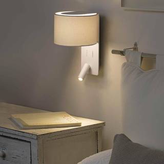 Foldet væglampe med LED-læselampe, hvid