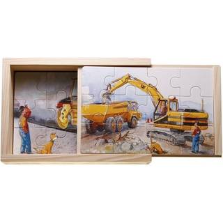 Mulle Meck 4 træpuslespil i trææske - Mik Mekanik